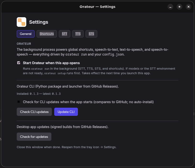 Settings — General